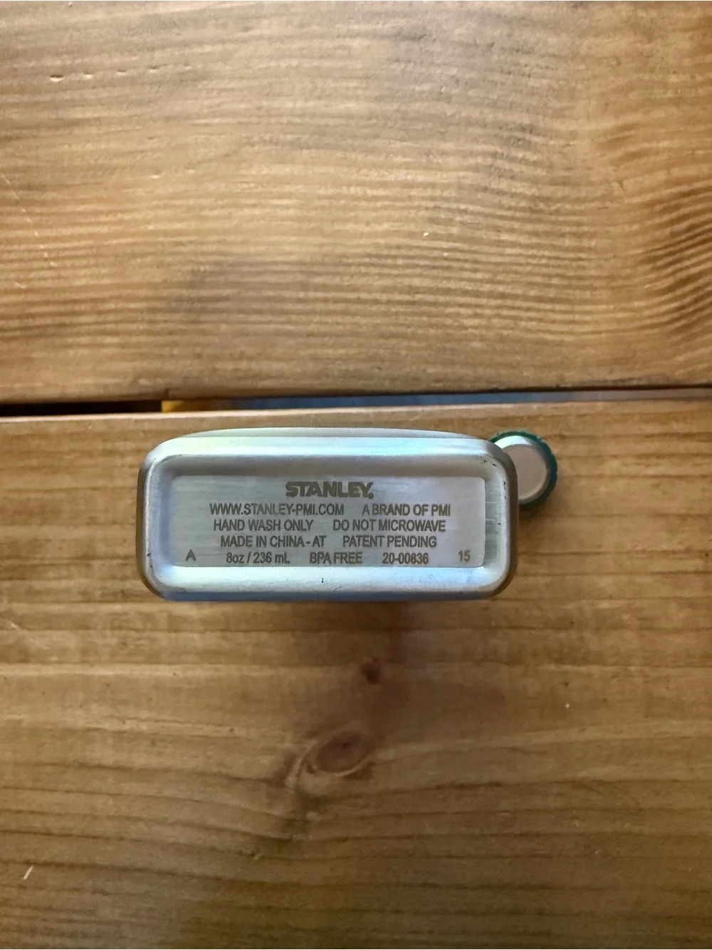 Stanley Green Slim Stainless Flask with Attached Cap